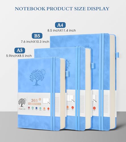Caderno pautado A5 – Diários de couro de 365 páginas para escrever mulheres e homens, caderno de cap