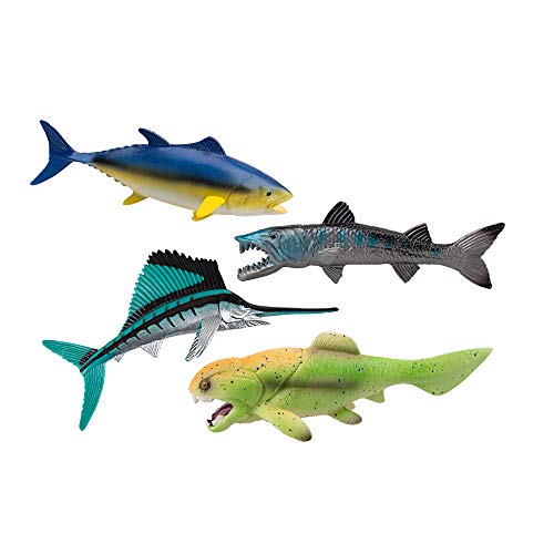 Toymany 8Pcs Plastic Sea Animal Figures Ocean Animals Figurines Bath Toy With Dunkleosteus Shark Goblin Shark Pelican Eel Fish Figures Baby Shower Cake Toppers Birthday Gift For Kids #TOP6