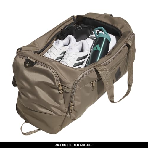 Image of adidas Defender 5 Duffel Bag for Sports, Gym and Travel, Khaki Six /Black, OSFA