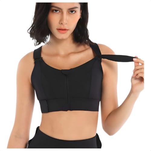 Top Fitness Feminino Academia Alta Sustentação e Compressão Reforçado Esportes Alto Impacto Corrida 3 Ajustes e Confortável Seguro Plus Size (BR, Alfa, XG, Regular, Preto)