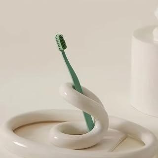 Handmade Ceramic Holder Stand for Toothbrushes, Makeup Brushes, and Pens - Minimalist Design for Bathroom Vanity and Countertops Decor (Milky White)