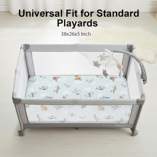 Image of Plushii 4PK Mini Crib Sheets,Pack and Play Sheet for Baby Boys,38 inchx 26 inch