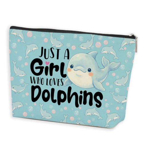 Cute Dolphin Makeup Bag Gifts for Dolphins Lovers Cosmetic Bag for Women