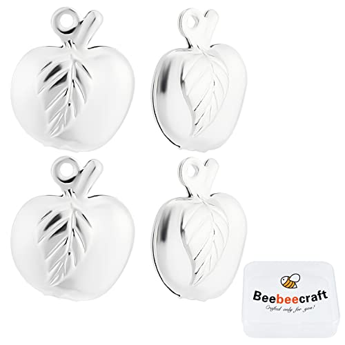 Beebeecraft 1 Box 40Pcs Silver Apple Charms 925 Sterling Silver Plated Fruit Dangle Pendants for DIY Necklace Bracelets Keychain Craftï¼13.5x11x5mmï¼