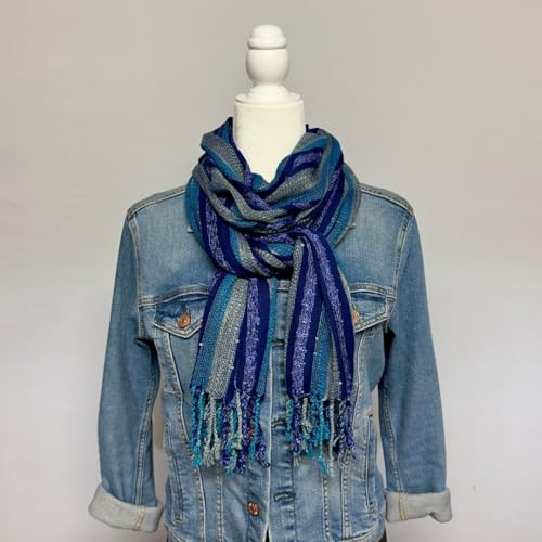 Humble Hilo Zari Weave Scarf Handmade Luxury Shawl Scarf Wrap Multicolor with Metallic Sequins2