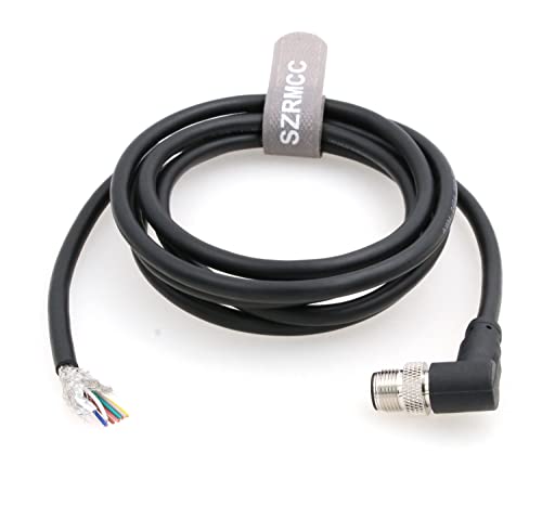 SZRMCC M12 A Code 8 Pin Stecker Rechtwinklig auf Öffnen Kabeln I/O Sensor Kabel Wasserdicht Geschirmt Luftfahrt SignalKabel für Industrielle Feldbus Modul Gerät Netzwerk (2m)