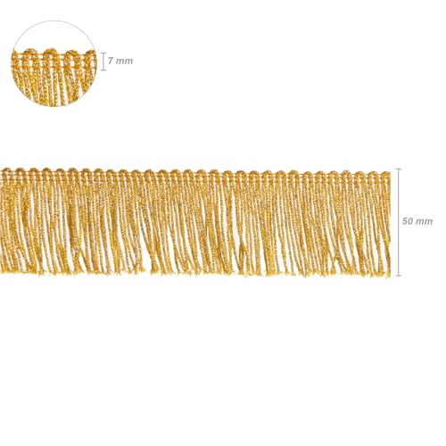 Miniatura 2 de Textex Fleco De Cuquillo De Lamé Con Lurex Para Coser. Vestidos De Fiesta Y Carnaval. Composición Rayón 95 Y Lurex 5 . Largo De 5cm. Piezas De 5m - Oro Oro