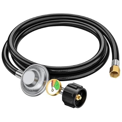 Propane Regulator with Hose and Gauge, 6FT Propane Hose with Regulator, Low Pressure Propane Grill Regulator and Hose, 0-1Psi Propane Gas Regulator, Gas Grill Regulator, Propane Hose for Grills