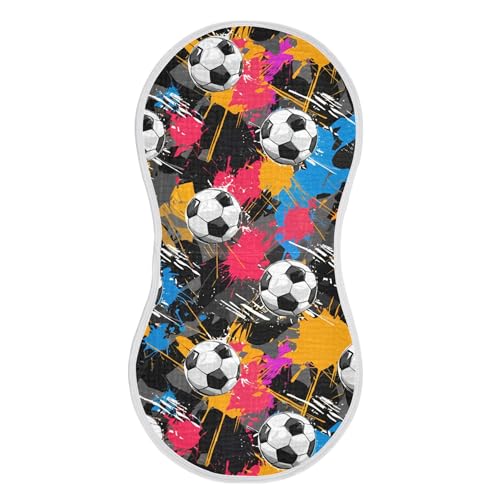 xigua Soccer Balls Muslin Baby Burp Cloths Set of 4, Super Soft & Absorbent Burping Rags, Cotton Burp Clothes Shower Gift for Newborn, Baby Girls and Boys