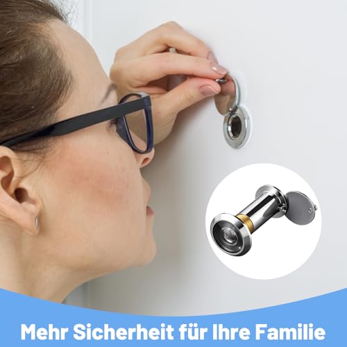 2 Stück Sicherheits Türspion ，Türspion ohne Bohren und Türspion Abdeckung, mit 220° Sichtfeld, Einfache Montage für Holztüren und Metalltüren mit 40-60 mm Türstärke und 16-21 mm Öffnungsdurchmesser
