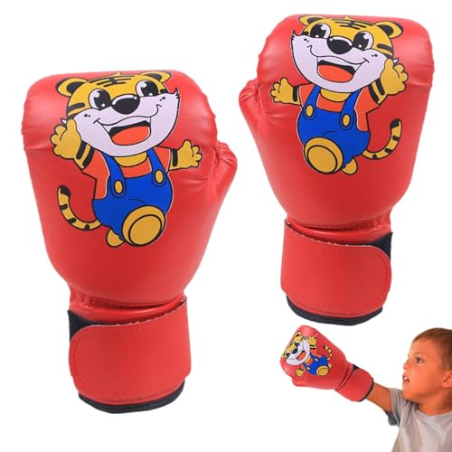 Guantes de boxeo para jóvenes,Guantes de boxeo para niños, Guante transpirable juvenil con patrón de dibujos animados de cuero PU, Guantes de entrenamiento para jóvenes, niños y niñas de 3 a 12 años p