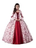 CountryWomen Colonial Georgian Penny Dreadful Victorian Dress Gothic Period Ball Gown Reenactment Theater Costumes (2XL, Red)