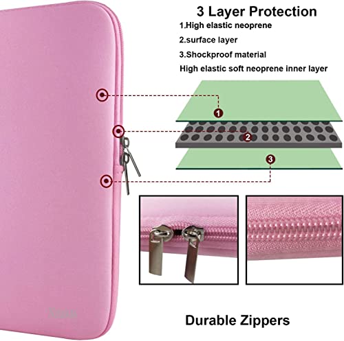 14 Inch Laptop Sleeve, Resistant Neoprene Laptop Sleeve/Notebook Computer Pocket Case/Tablet Briefcase Carrying Bag for 14 inch HP, Lenovo, Asus Notebook, Ultrabook, Pink - Thumbnail 3