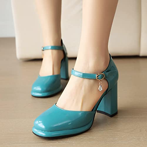 Mary Janes à talon carré Lizoleor turquoise en taille 38 pour femme