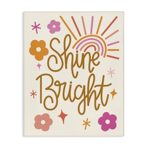 Stupell Industries Shine Bright Floral Phrase, 16 x 20 Inch Canvas Wall Art