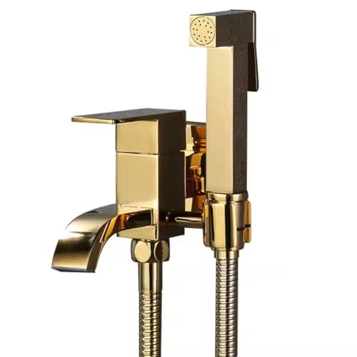 Brass Handheld Bidet Faucet Set - Wall-Mounted Cold Water Douche for Pet Bathing & Cloth Diaper Cleaning - Titanium Finish Easy Installation Hygienic & Versatile Use