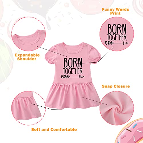 YSCULBUTOL Baby Twins Bodysuit Born Together Friend Forever Girl Outfits Sister Dresses Infant Romper With Headband3