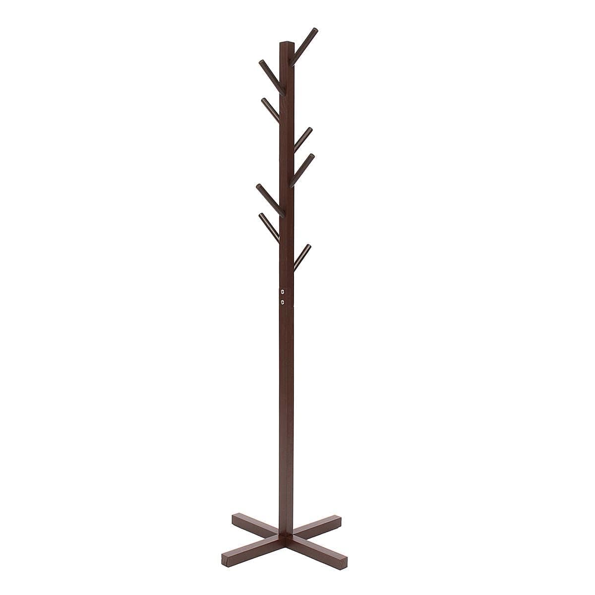 Ash & Roh Natural Wooden Coat Rack Stand With Hooks Adjustable Height, Easy Assembly, Sturdy Solid Base for Coats, Hats, Handbags Entryway, Hallway, Bedroom, Office (Walnut, 92-1)-image-6