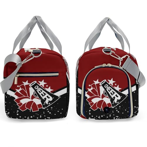 Cheer Cheerleader Personalized Duffel Bag Customized Yoga Sport Bags with Name Travel Duffel Bag Shoulder Bag Deep Red Weekender Bags with Shoe Compartments3