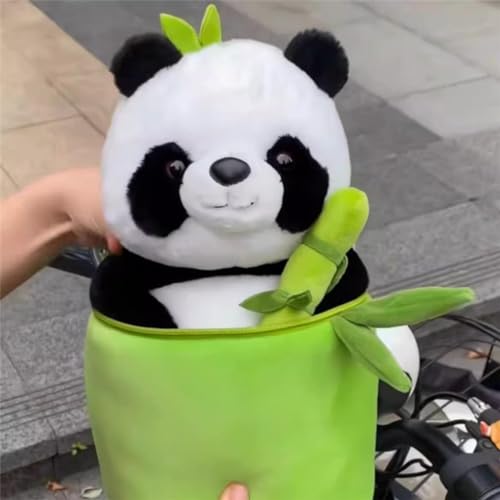 Image of Cute Panda Plush In Bamboo - Kawaii Soft Panda Stuffed Animal Toy, Plushie Doll Gift For Kids Girls Boys Birthday Valentine