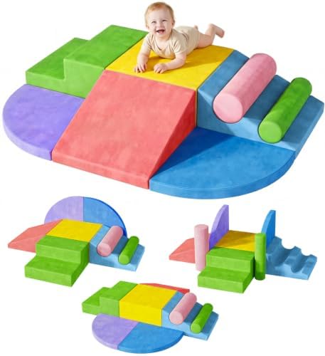 Teckid 8-Piece Soft Foam Climbing Blocks Soft Play Set for Toddlers 1-3