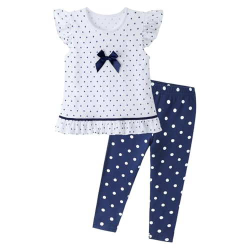 HILEELANG Toddler Girl Easter Outfit Spring Summer Cotton Leggings Pants Tees Shirts Clothing Sets