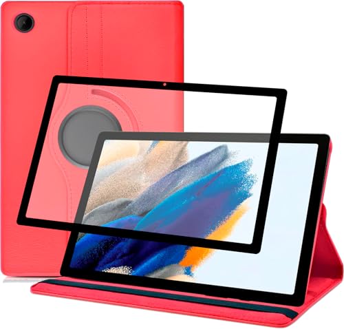 KIT Capa Giratória Vermelha + Película 9D compatível com Galaxy tab A8 (X200 / X205) (Tela 10.5