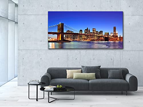 Msspart New York Brooklyn Bridge Canvas Wall Art, Night View Of Manhattan Skyline Artwork Canvas Prints Cityscape Painting Picture Wall Decor For Home & Office Decorations #TOP6
