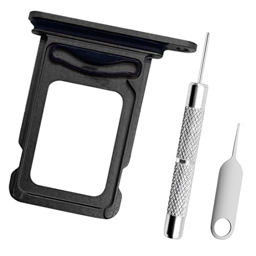 Replacement Sim Card Slot Tray Holder Compatible With Iphone 12 Pro / 12 Pro Max, 1 Metal Sim Card Tray Holder With Waterproof Rubber Gasket Ring, 1 Open Eject Pin And 1 Needle Opener Ejector, Black #TOP9