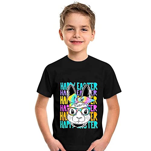 Camisetas com estampa do dia de páscoa para meninos e meninas camiseta de coelho de manga curta para