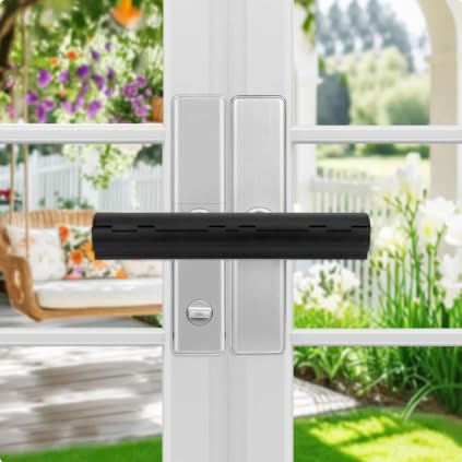 Image of Patio Door Security Lock, 13 inch Professional Patlock for Patio Doors, French Door Security Lock for Double Handles Doors,Conservatory Door Safety Locks,Visible Anti-Intruder Deterrent