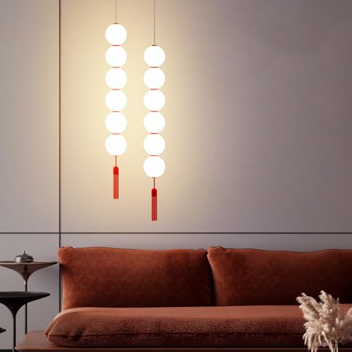 Lámpara colgante de techo con luces LED de cuerda roja e iluminación ambiental variable 7