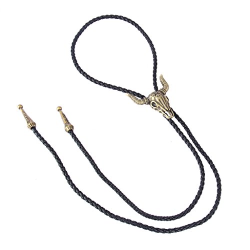 Image of Jeilwiy Bolo Tie for Men Western Cowboy Tie Necklace Gold Bolo Tie Leather Necktie Halloween Tie Accessories for Women