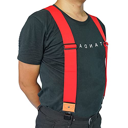 Image of MELOTOUGH Men's Suspender 2 inch Wide Partial Elastic Strap for Jeans Pants