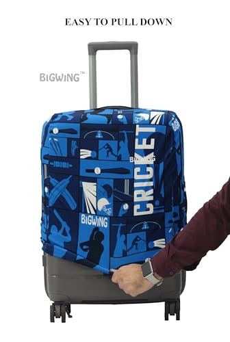 Image of BIGWING Protective Cover in Polyester Fabric with Cricket Print for | 24' Inch 65 cm Medium Size | Hard Luggage Trolley Bag Cover (Fits Only On Fiber -Plastic Trolley Bag)