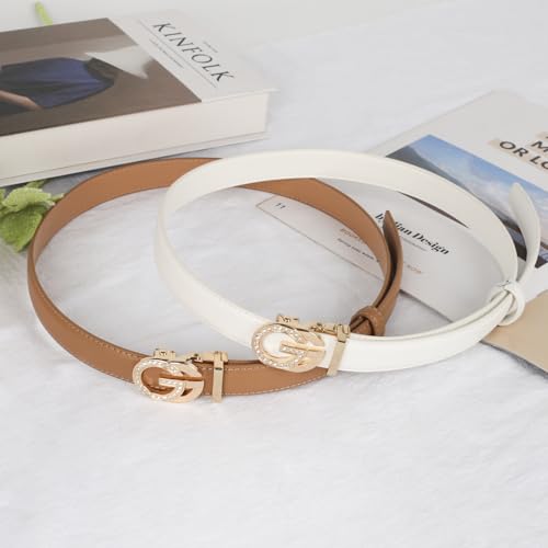 Image of Aurolran Women's Leather Belt with Buckle - Ideal for Dresses, Jeans, and Coats