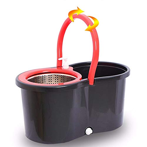 dongzhifeng Mopas De Limpieza Suelos Mando Giratorio De 360°para Pisos Mopa Giratoria De Manos Libres Pedal De Pie Mopa Giratoria para Pisos con 2 Cabezales De Fregona Microfibra Negro