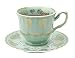 Pretty Little Teacups Cup and Saucer Set Green and Purple in Gift Box