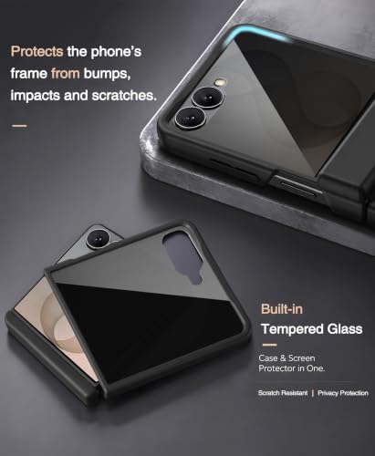 Image of STORMTAL for Samsung Galaxy Z Flip 8 Case with Privacy Screen Protector, [Compatible with Magsafe], [Full Body Hinge Protection], Magnetic Slim Case for Z Flip 8 Case Black