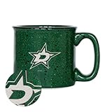 Rico Industries NHL Hockey Dallas Stars Green Speckle 12oz Laser Engraved Campfire Mug