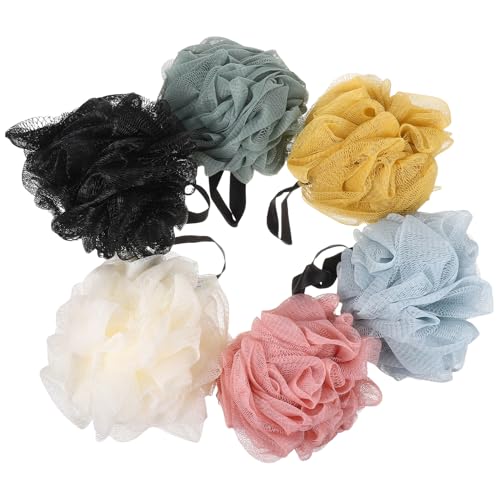 PAMINGONO Spugna da Bagno a Rete 6 Pezzi Spugna Esfoliante Morbida Corda per Doccia Pouf da Doccia Compatto Multifunzionale per Pulizia Delicata e Schiuma Ricca per Uso Quotidiano e