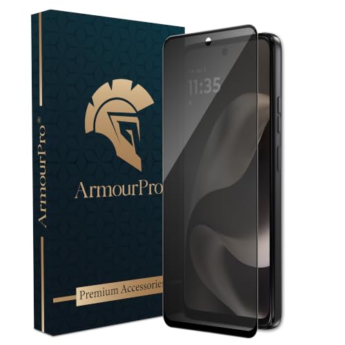 Image of ArmourPro Privacy Tempered Glass for Motorola G77 Power - Anti-Spy Anti Peeping Screen Protector, 9H Hardness, Edge-to-Edge Coverage, Ultra Thin, Bubble-Free Installation Kit | Black