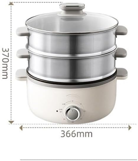 Multi-Functional Electric Steamer, Large Capacity Stainless Steel Steamer with Non-Stick Lining, Anti-Scald Handles, Rapid Heat Conduction, and Clear Cooking Progress