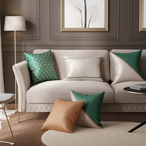 Image of Stoa Paris Cushion Covers for Home, Digital Printed Pillow Covers Set of 5, Throw Cushion Covers for Bed, Sofa, Home Decor - Emerald Green, Charming Ivory, Eternal Glow