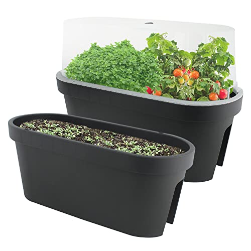 Flower Bridge Mini Greenhouse Planter With Cover | Balcony Veg Herb Grow Outdoor Propagation Railing | Terrace Box Trough Plant Pot