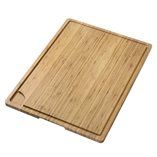 GarveeHome 24"x18" Bamboo Cutting Boards, Extra Large Wood Cutting Board for Kitchen with Juice Groove and Handles, Reversible Charcuteries Serving Tray