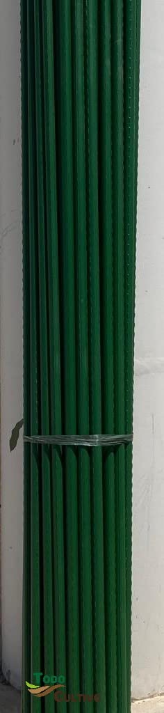Tutor acero plastificado con punta 20mm x 1.5m. 25uds. Color verde, entutorado y guiado de plantas firme y duradero