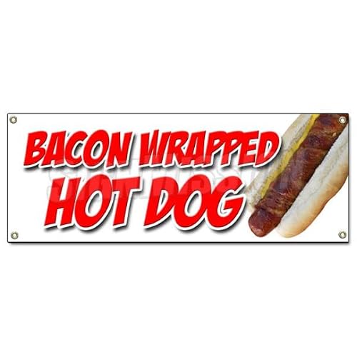 Bacon Wrapped HOT Dog Banner Sign Texas Tommy Cheese deep