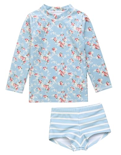 Image of VAENAIT BABY Girls Rash Guard Swimsuit UPF 50+ Long Sleeve Toddler Bathing Suit Ribbon Stawberry Floral Fruit for 2~8Years
