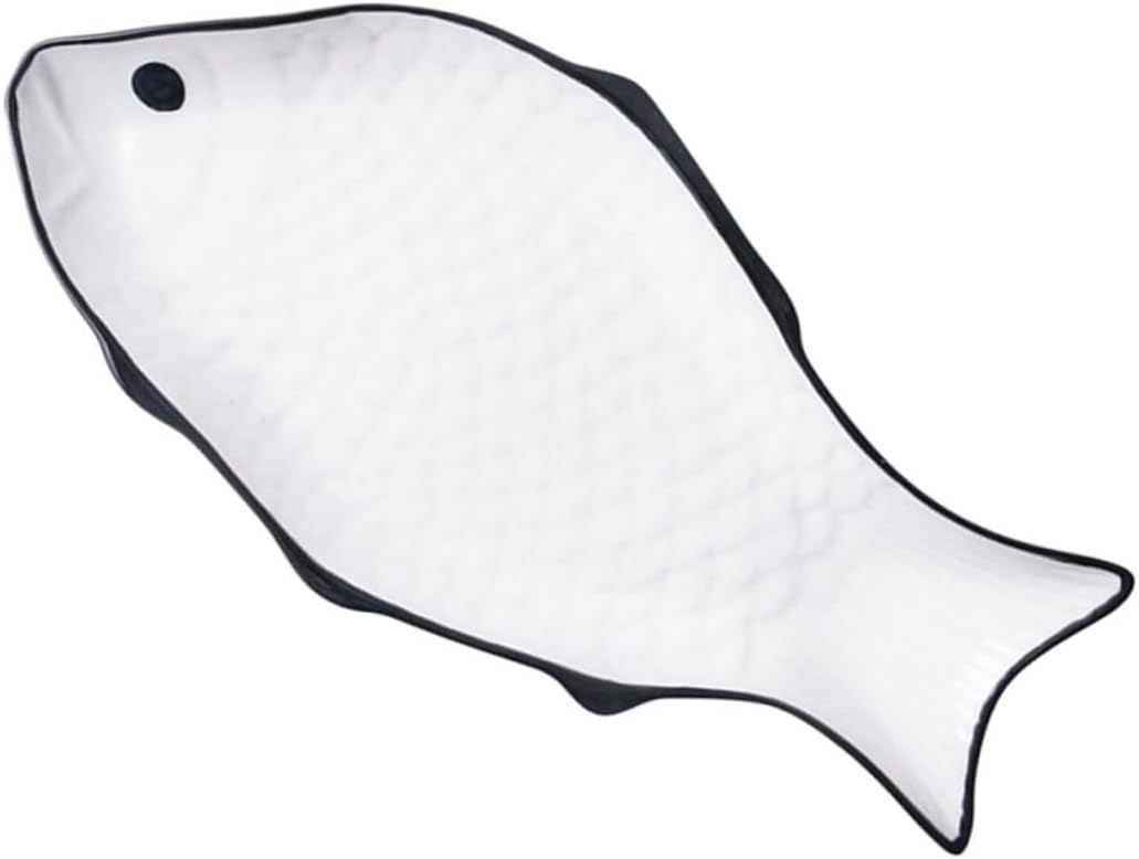 Ceramic Fish-Shaped Steaming Plate for Steamed Fish Microwave Safe Versatile Cooking Dish for Home Chefs
